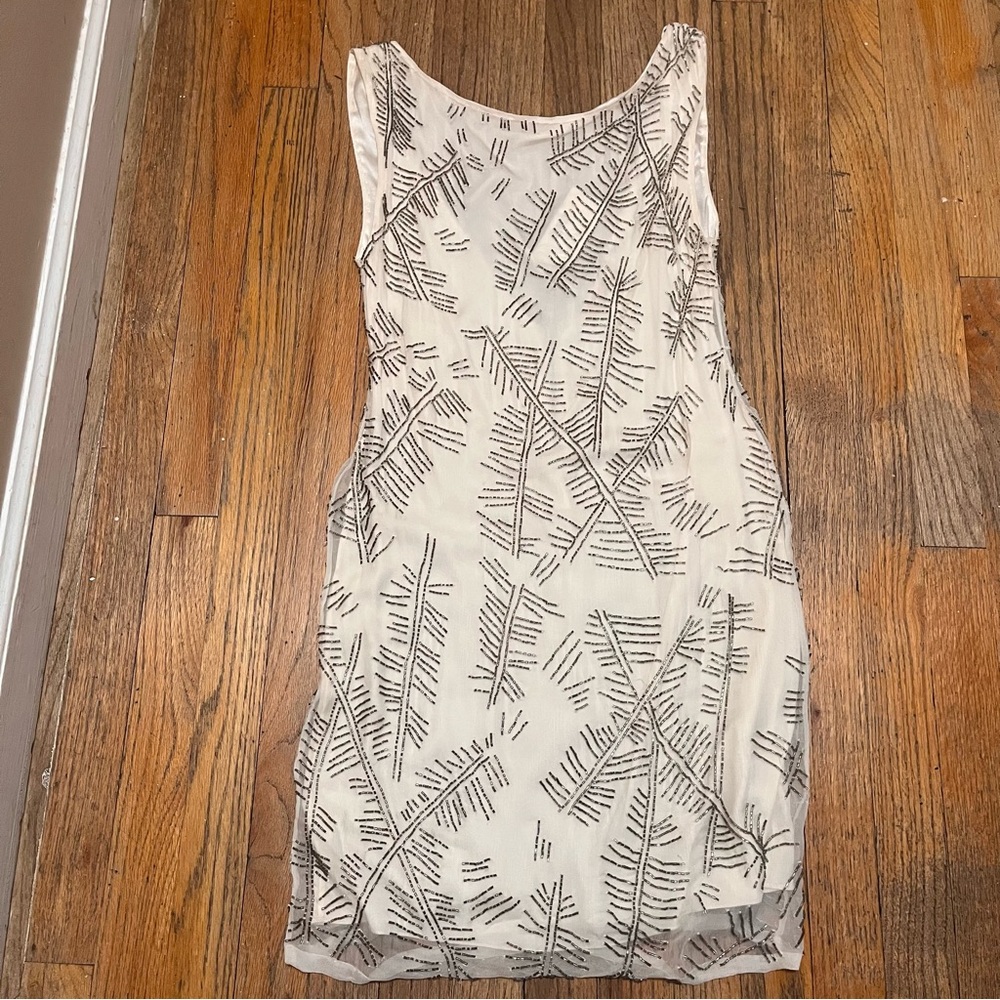 White Beaded Dress with Silver Accents